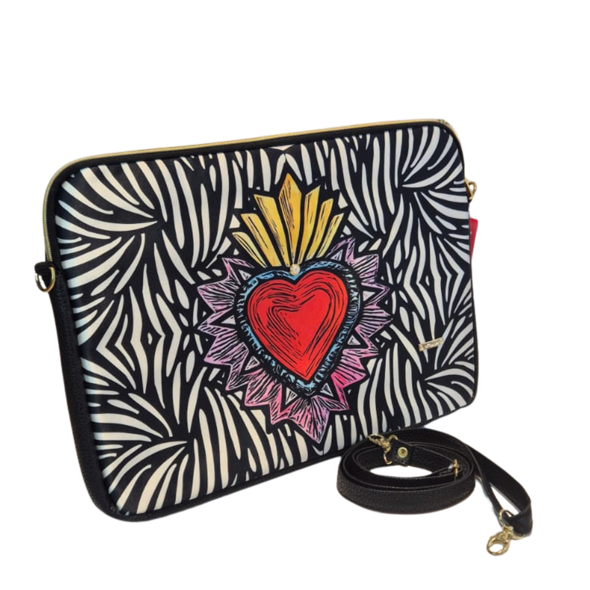Porta Laptop - Corazón de Zebra Decorado