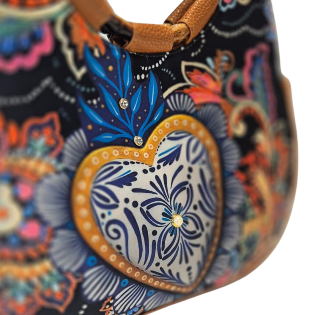 Bolso Natalia - Corazón Talavera Nego Decorado