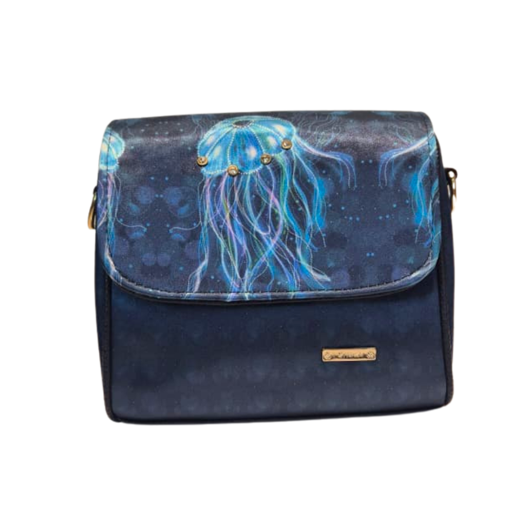Bolso Mini Baúl - Medusa Azul Decorado