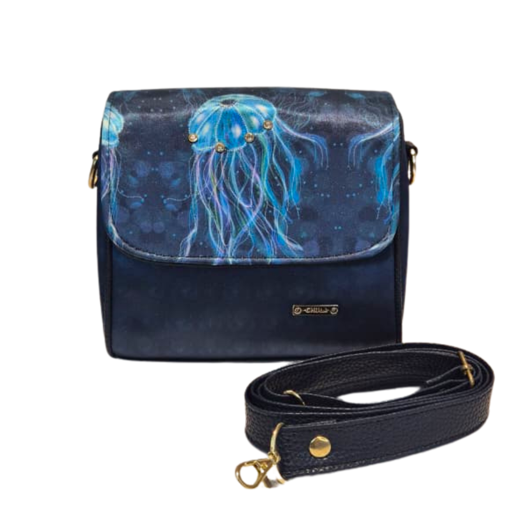 Bolso Mini Baúl - Medusa Azul Decorado