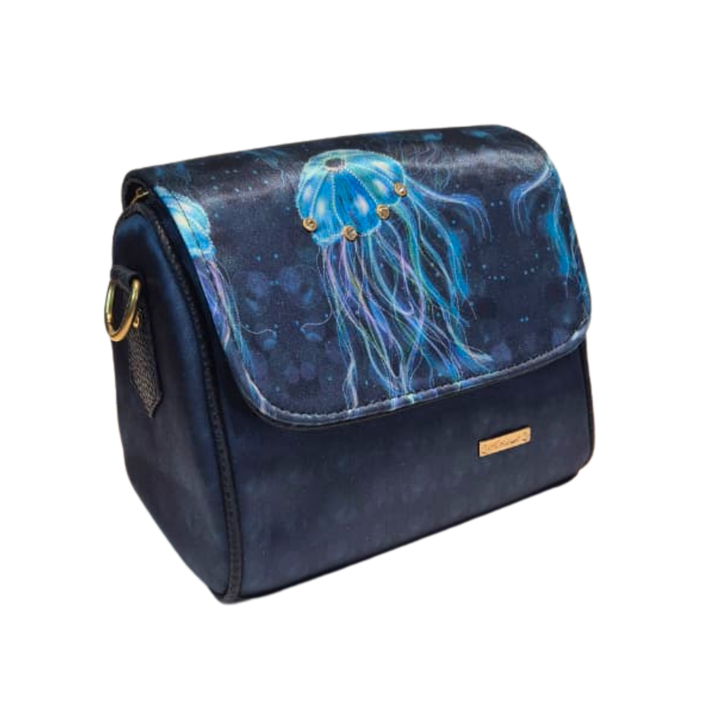 Bolso Mini Baúl - Medusa Azul Decorado