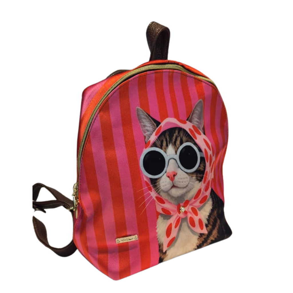 Mochila Mini - Gato Glamuroso Decorado