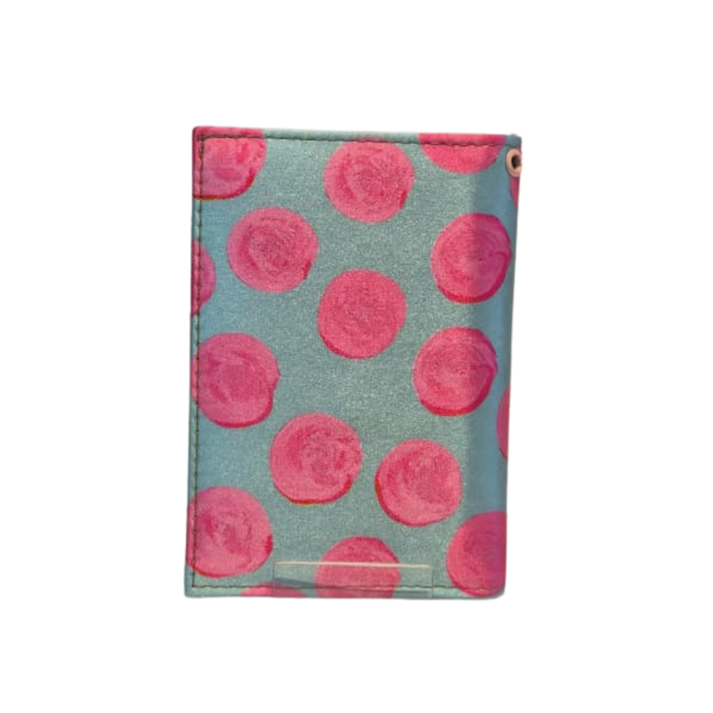 Porta Pasaporte - Yama Flores Rosadas Aqua Decorado
