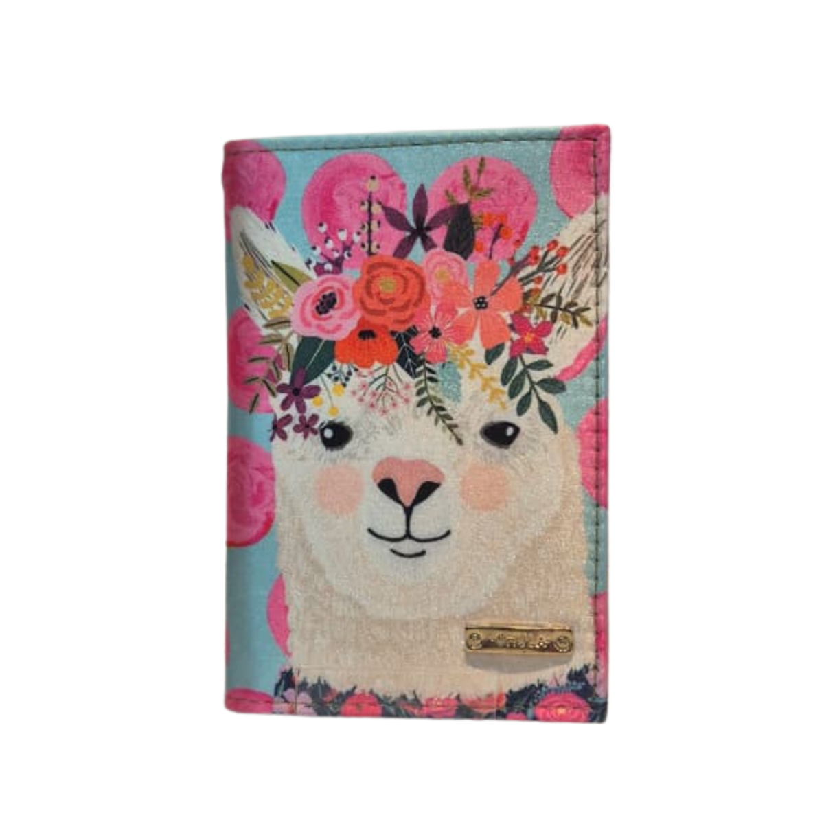 Porta Pasaporte - Yama Flores Rosadas Aqua Decorado