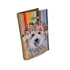 Porta Pasaporte - Perrito Arcoíris y Flores Decorado