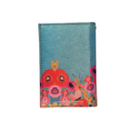 Porta Pasaporte - Perrito Azul y Flores Decorado