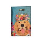 Porta Pasaporte - Perrito Azul y Flores Decorado
