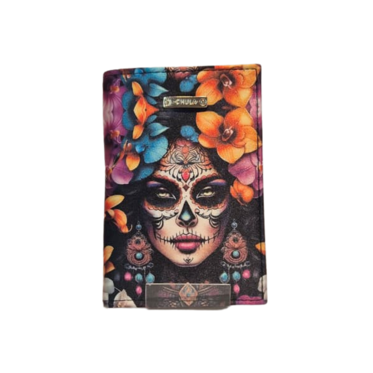 Porta Pasaporte - Catrina de Flores Decorado