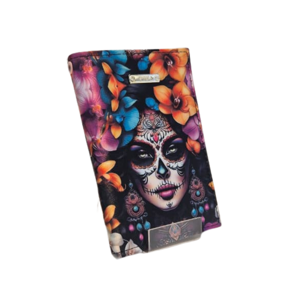 Porta Pasaporte - Catrina de Flores Decorado