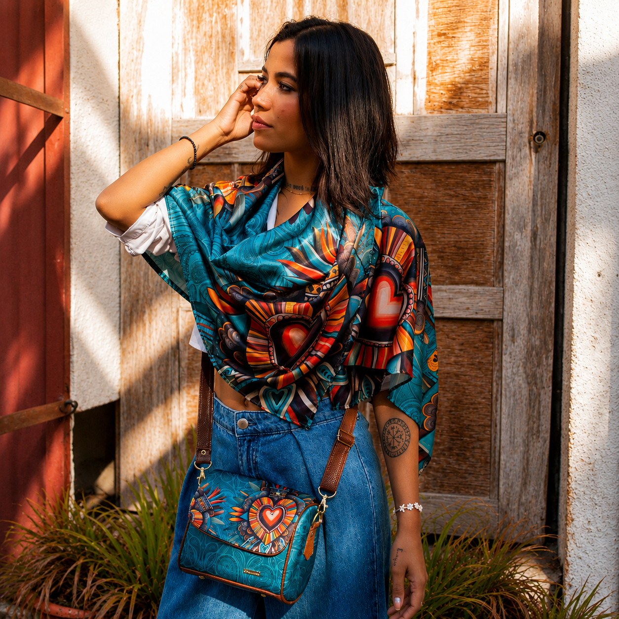 Bolso Mini Baúl - Corazón Azteca Aqua