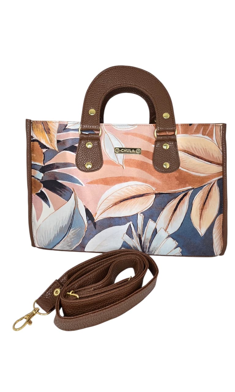 Bolso Canasta - Hojas Crema