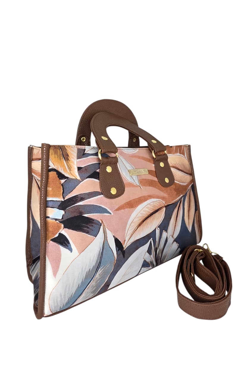 Bolso Canasta - Hojas Crema