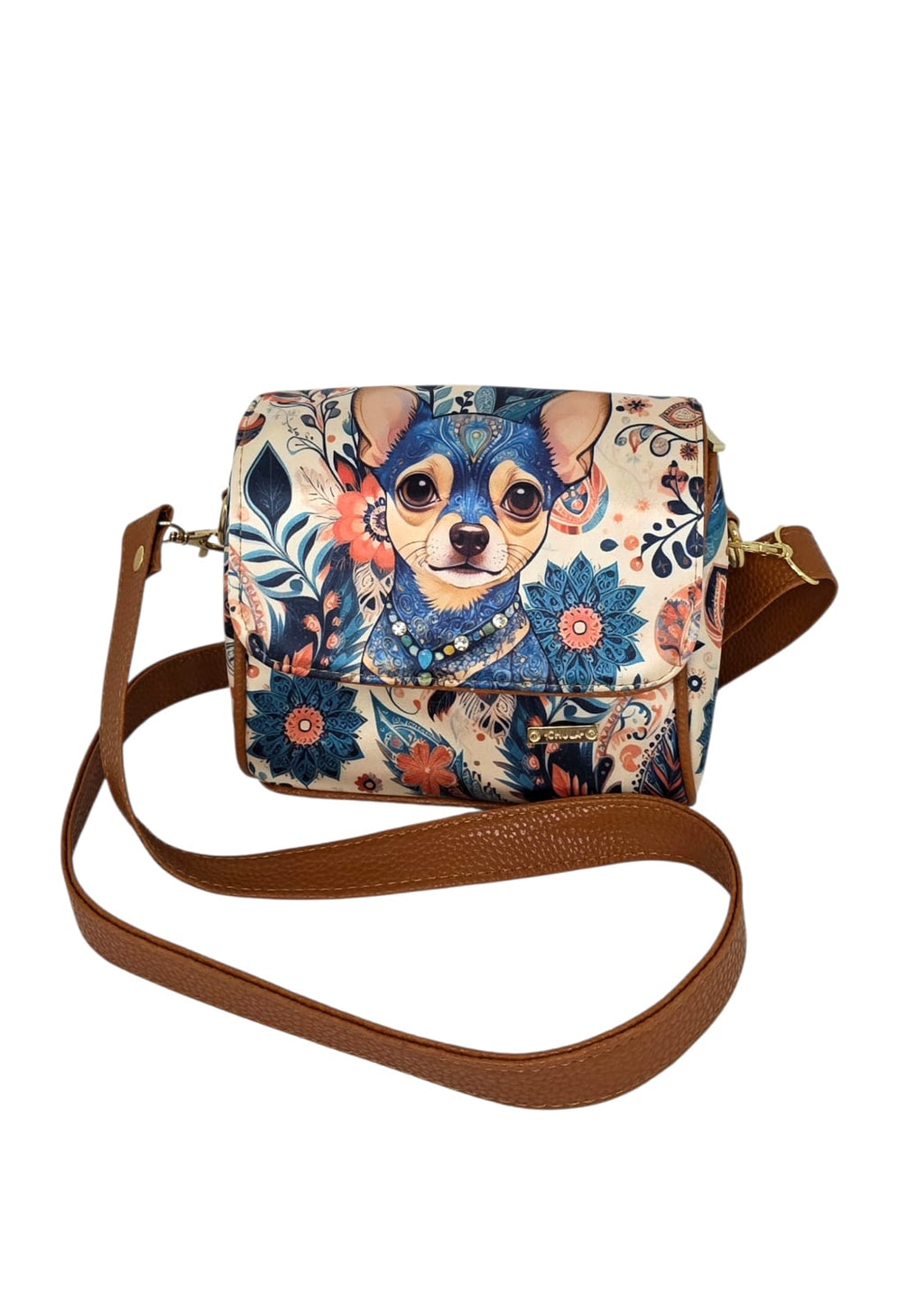 Bolso Mini Baúl - Perrito Mandala Flores